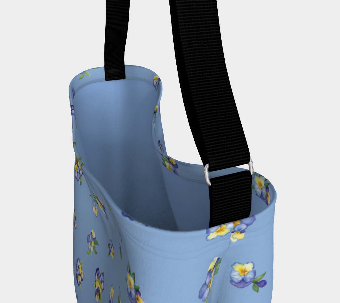 Playful Pansies Day Tote, Blue