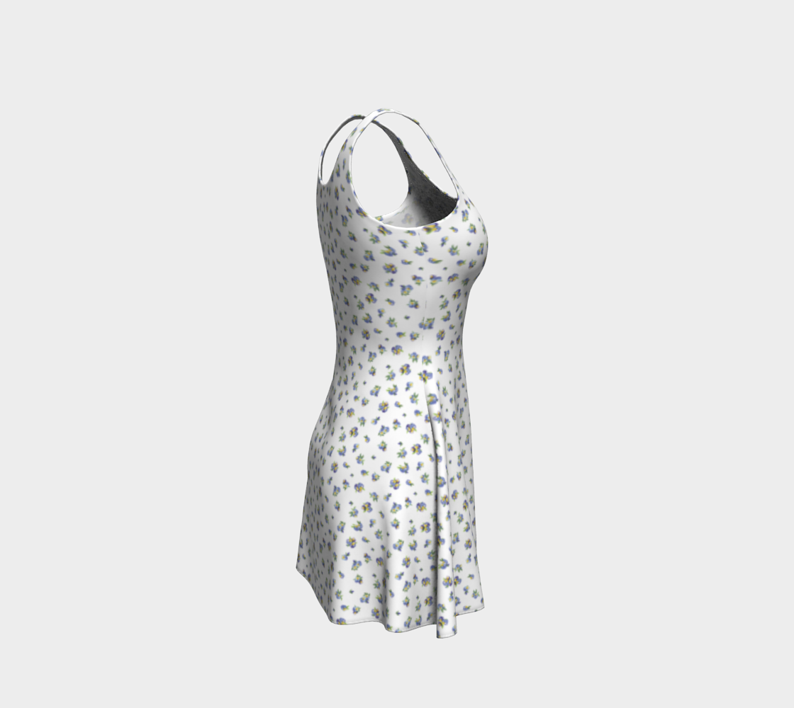 Playful Pansies, Fit and Flare Dress, White