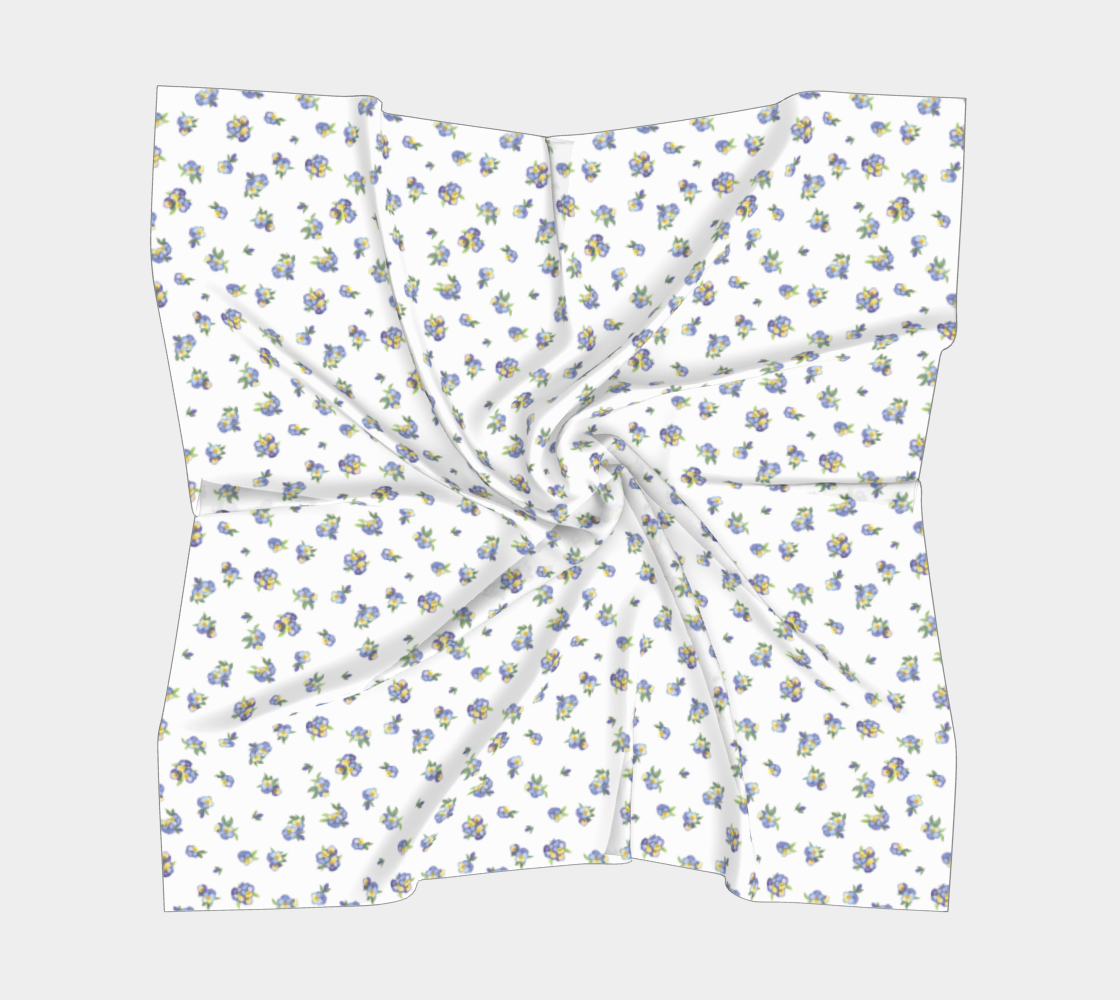 Playful Pansies Spot, Square Scarf, white