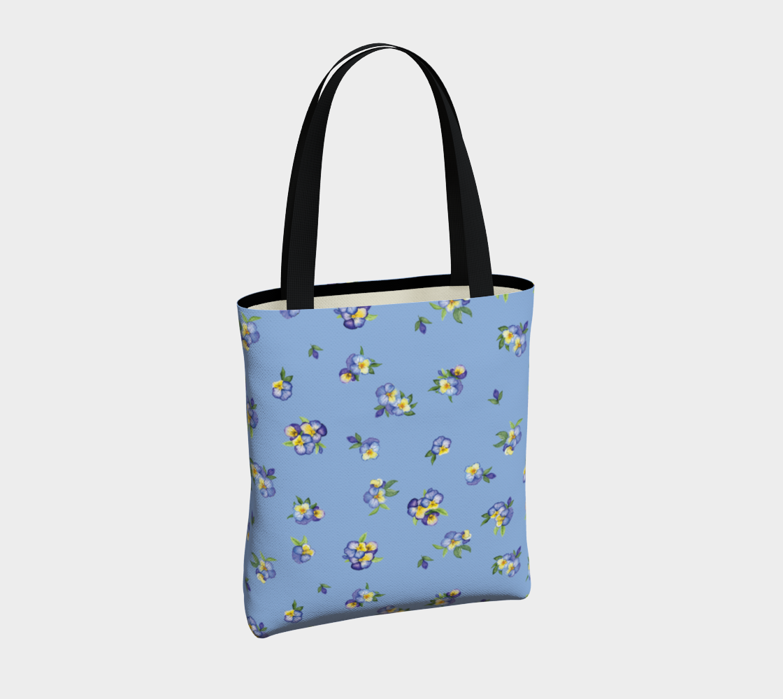 Playful Pansies Tote, Blue