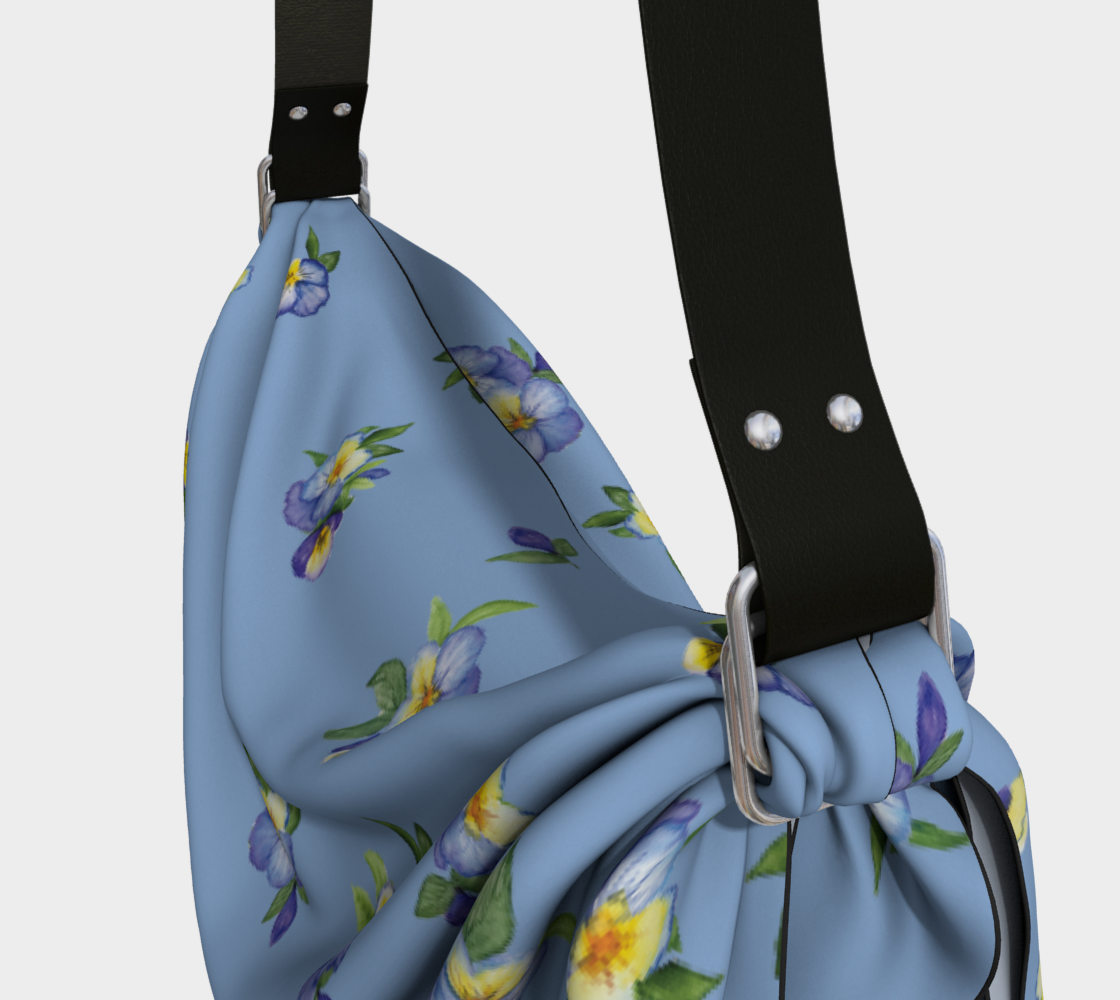 Playful Pansies Origami Tote, Blue